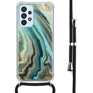 Leuke Telefoonhoesjes Samsung Galaxy A53 hoesje met koord - Marmer mint