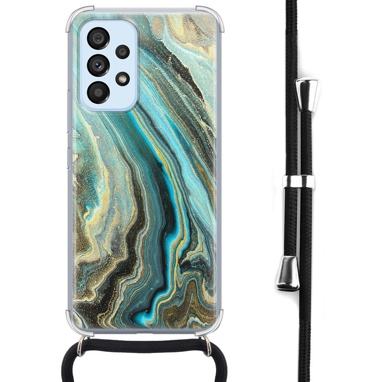 Leuke Telefoonhoesjes Samsung Galaxy A53 hoesje met koord - Marmer mint