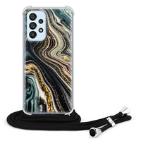 Leuke Telefoonhoesjes Samsung Galaxy A53 hoesje met koord - Marble swirl