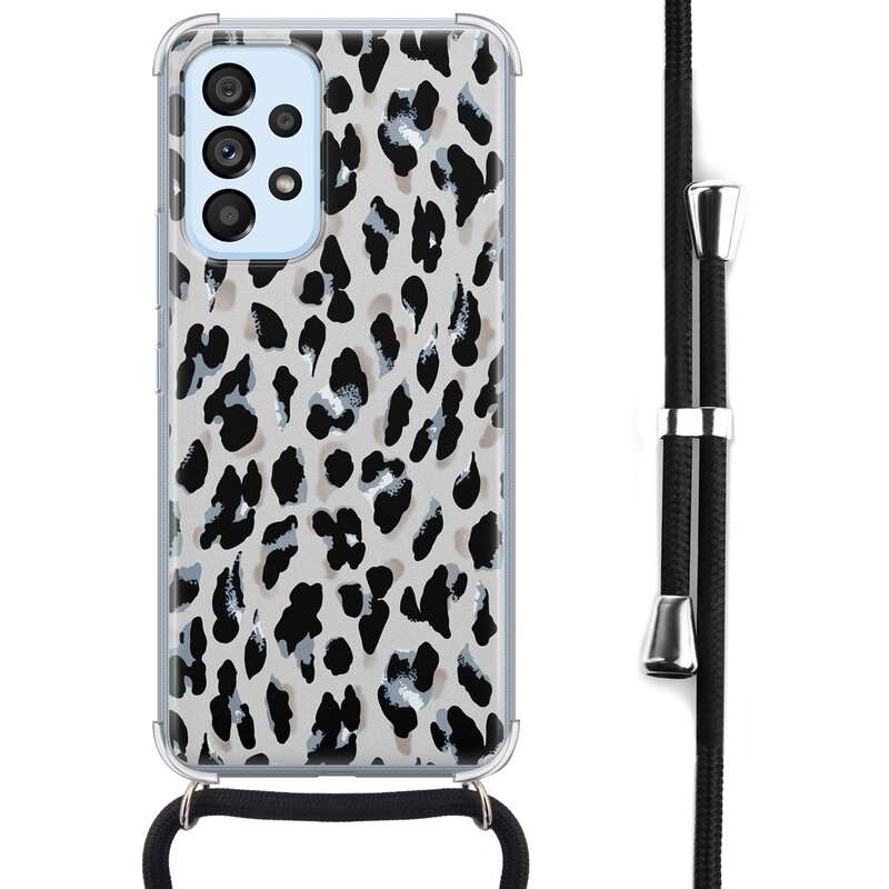 Leuke Telefoonhoesjes Samsung Galaxy A53 hoesje met koord - Luipaard grijs