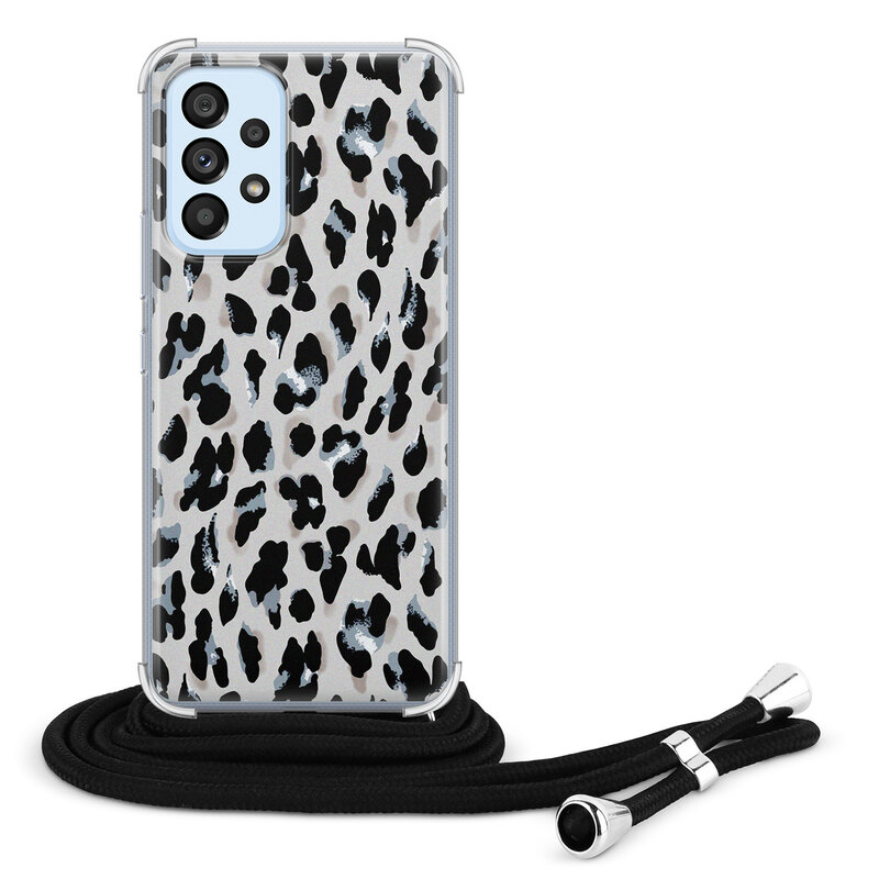 Leuke Telefoonhoesjes Samsung Galaxy A53 hoesje met koord - Luipaard grijs