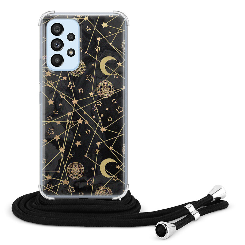 Leuke Telefoonhoesjes Samsung Galaxy A53 hoesje met koord - Sun, moon, stars