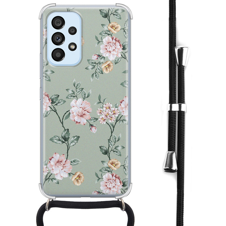 Leuke Telefoonhoesjes Samsung Galaxy A53 hoesje met koord - Bloemetjes