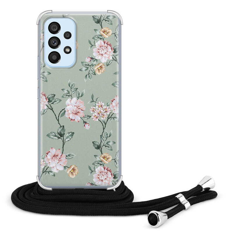 Leuke Telefoonhoesjes Samsung Galaxy A53 hoesje met koord - Bloemetjes