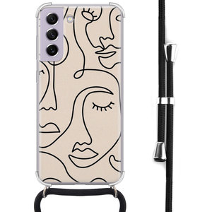 Leuke Telefoonhoesjes Samsung Galaxy S21 FE hoesje met koord - Abstract faces