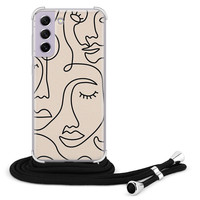 Leuke Telefoonhoesjes Samsung Galaxy S21 FE hoesje met koord - Abstract faces