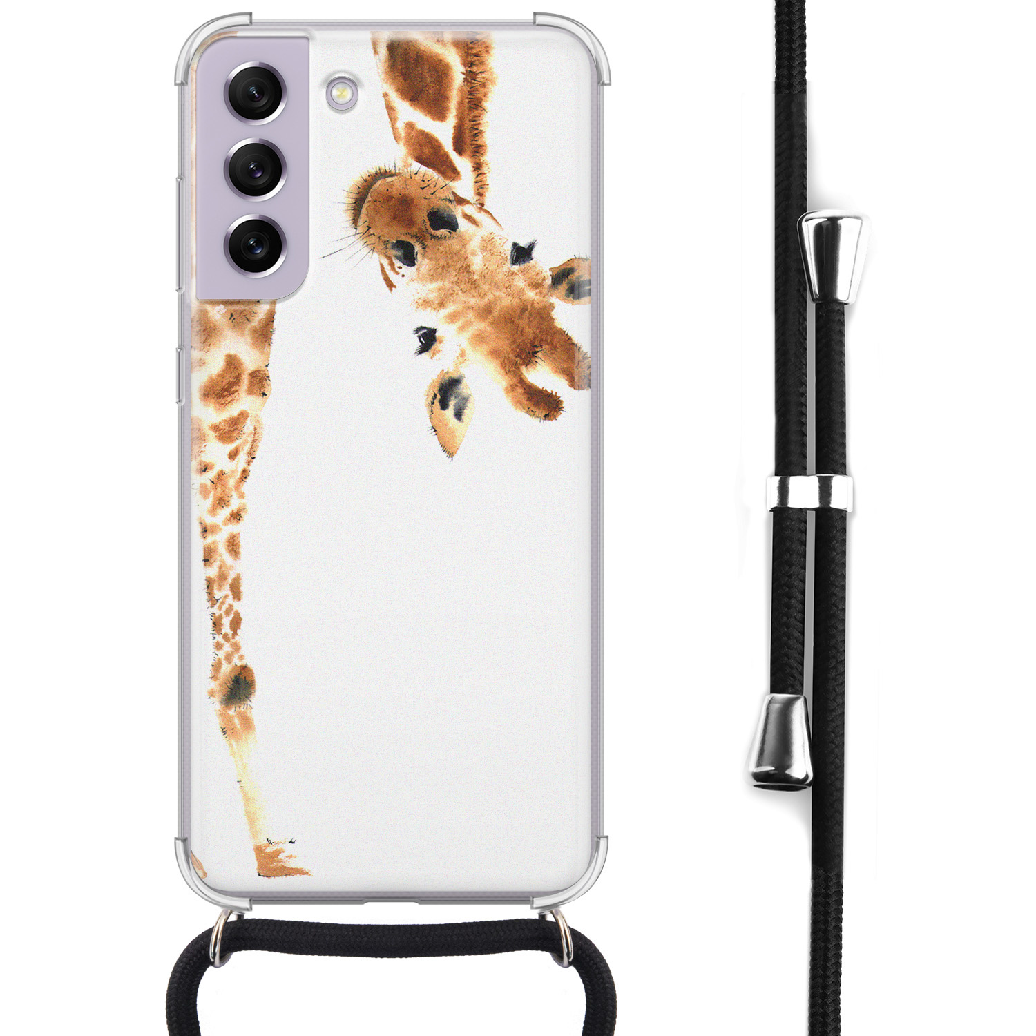 Leuke Telefoonhoesjes Samsung Galaxy S21 FE hoesje met koord - Giraffe peekaboo