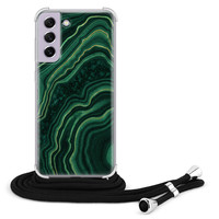 Leuke Telefoonhoesjes Samsung Galaxy S21 FE hoesje met koord - Marmer groen agate