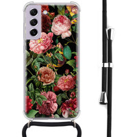 Leuke Telefoonhoesjes Samsung Galaxy S21 FE hoesje met koord - Rode bloemen