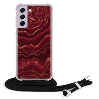 Leuke Telefoonhoesjes Samsung Galaxy S21 FE hoesje met koord - Marmer rood agate