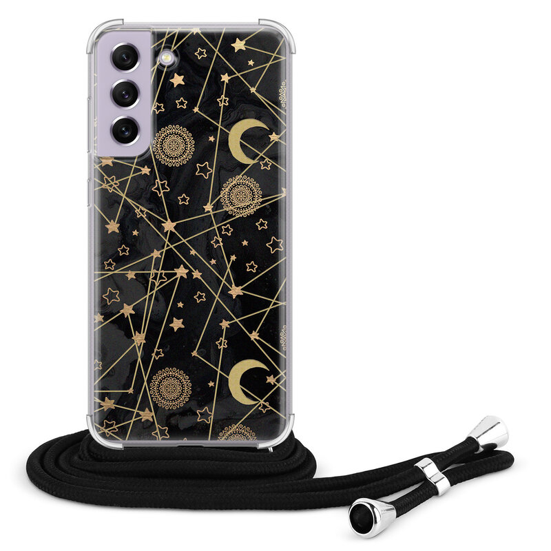 Leuke Telefoonhoesjes Samsung Galaxy S21 FE hoesje met koord - Sun, moon, stars