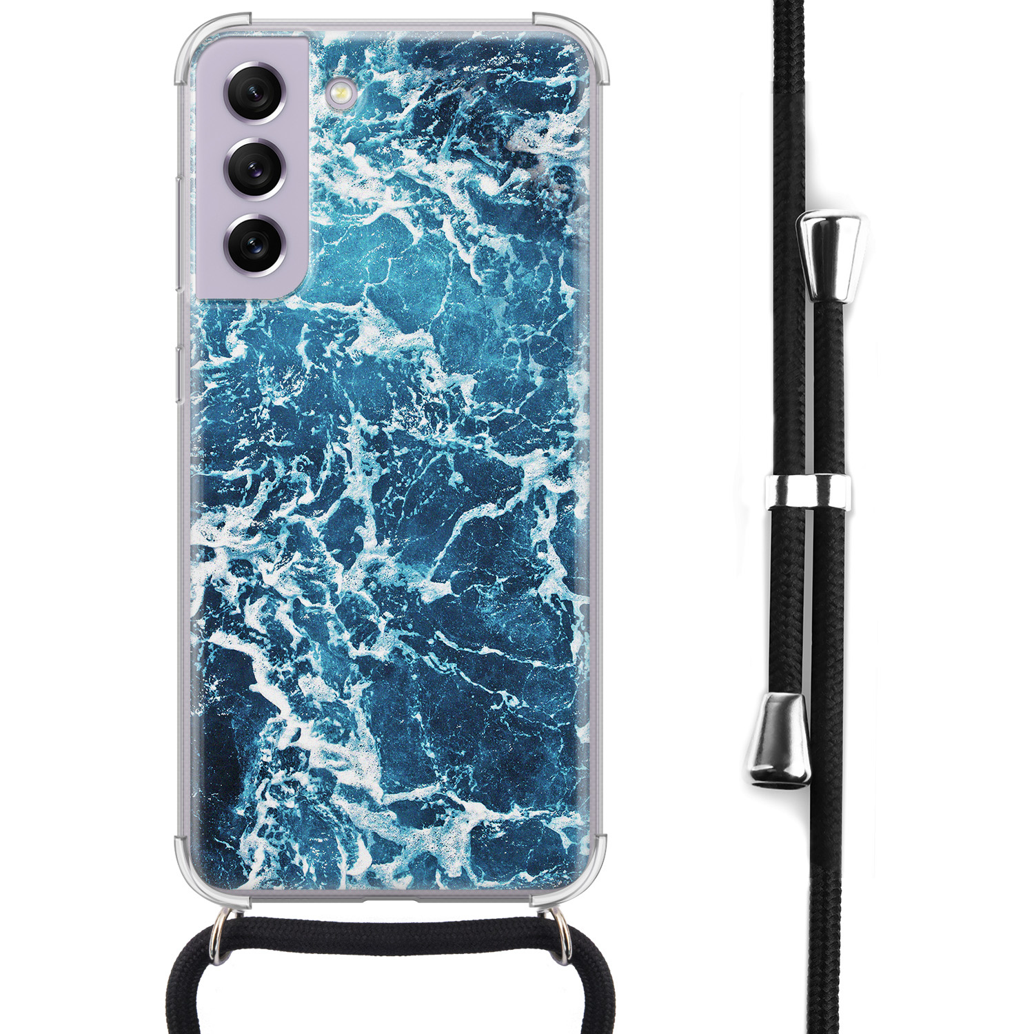 Leuke Telefoonhoesjes Samsung Galaxy S21 FE hoesje met koord - Oceaan
