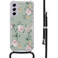 Leuke Telefoonhoesjes Samsung Galaxy S21 FE hoesje met koord - Bloemetjes