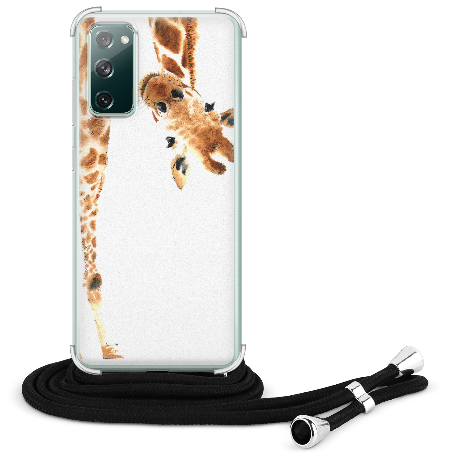 Leuke Telefoonhoesjes Samsung Galaxy S20 FE hoesje met koord - Giraffe peekaboo