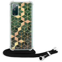 Leuke Telefoonhoesjes Samsung Galaxy S20 FE hoesje met koord - Green cubes