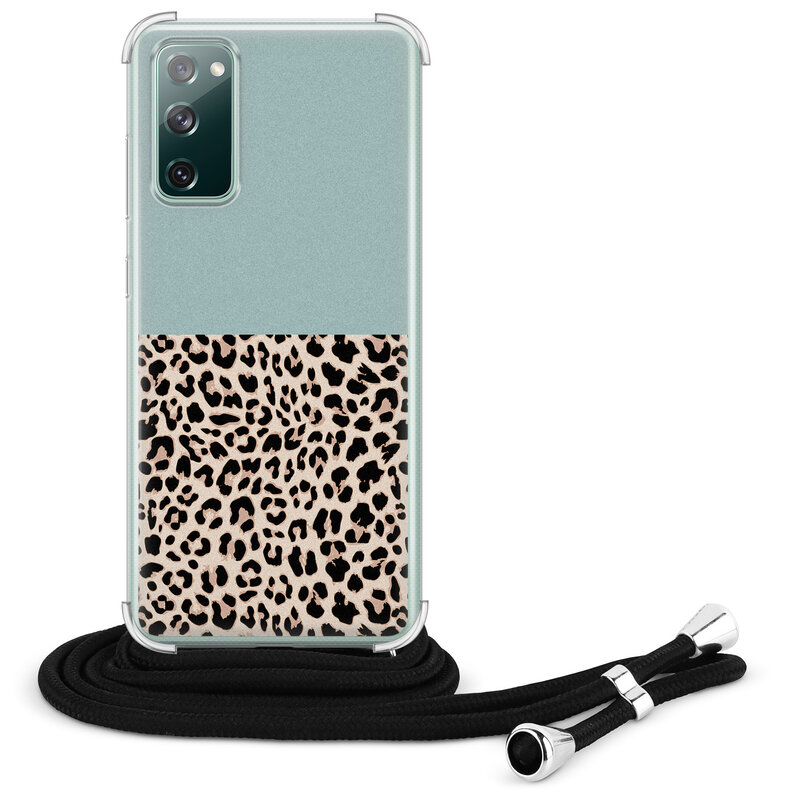 Leuke Telefoonhoesjes Samsung Galaxy S20 FE hoesje met koord - Luipaard mint