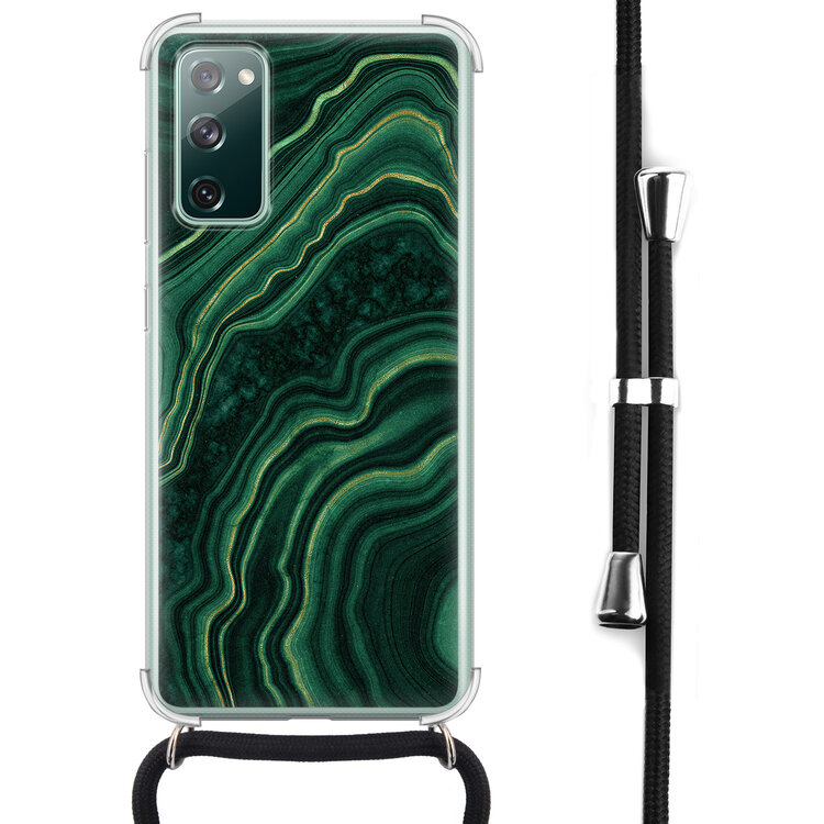 Leuke Telefoonhoesjes Samsung Galaxy S20 FE hoesje met koord - Marmer groen agate