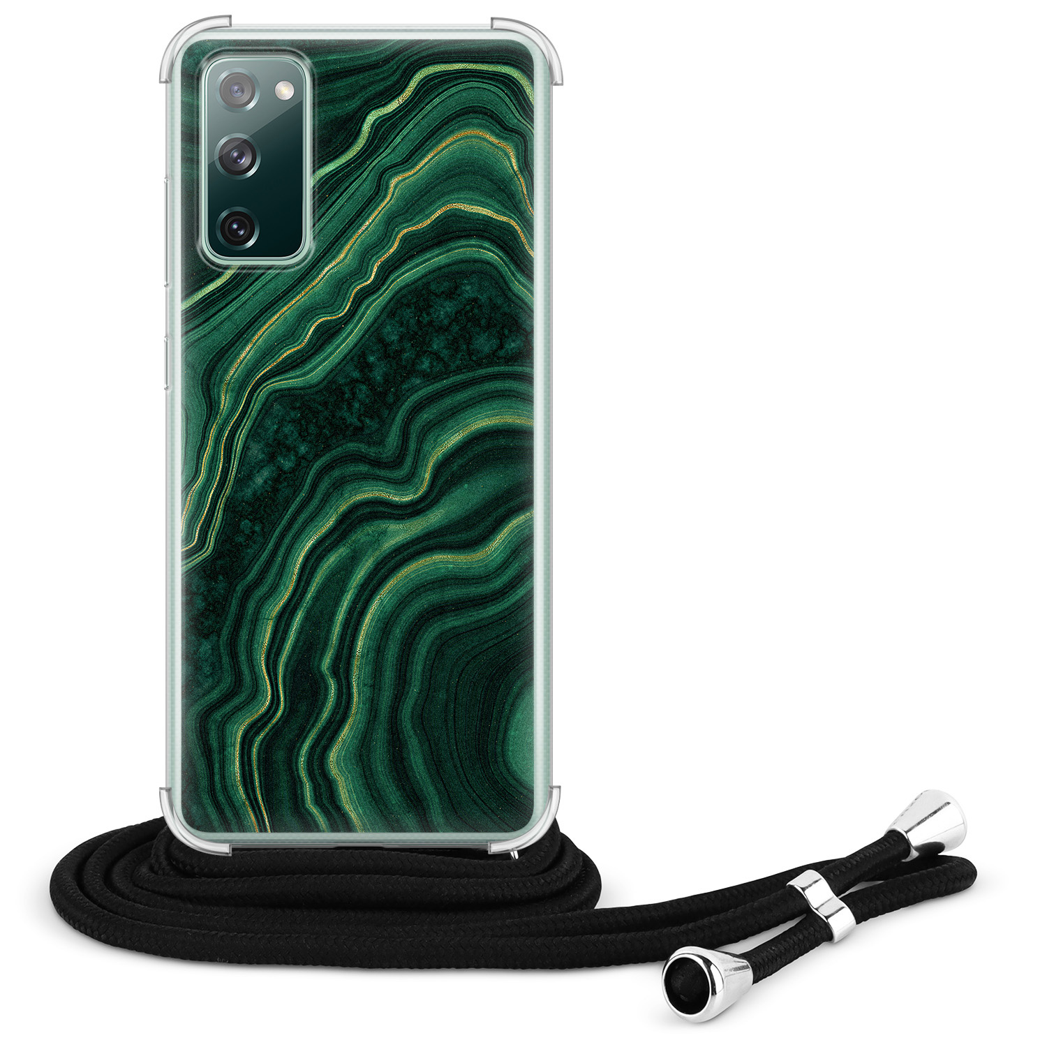 Leuke Telefoonhoesjes Samsung Galaxy S20 FE hoesje met koord - Marmer groen agate