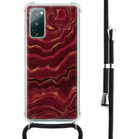 Leuke Telefoonhoesjes Samsung Galaxy S20 FE hoesje met koord - Marmer rood agate