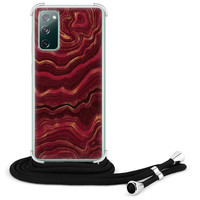 Leuke Telefoonhoesjes Samsung Galaxy S20 FE hoesje met koord - Marmer rood agate