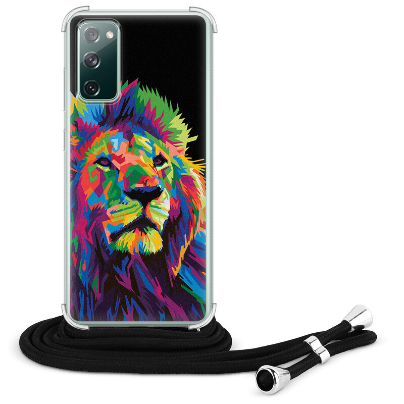 Leuke Telefoonhoesjes Samsung Galaxy S20 FE hoesje met koord - Leeuw pop art