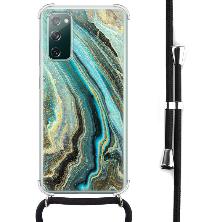 Leuke Telefoonhoesjes Samsung Galaxy S20 FE hoesje met koord - Marmer mint