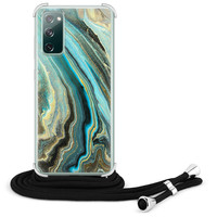 Leuke Telefoonhoesjes Samsung Galaxy S20 FE hoesje met koord - Marmer mint