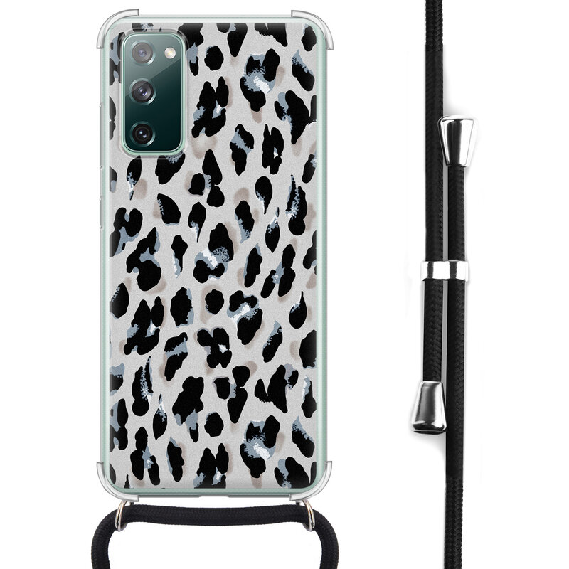 Leuke Telefoonhoesjes Samsung Galaxy S20 FE hoesje met koord - Luipaard grijs