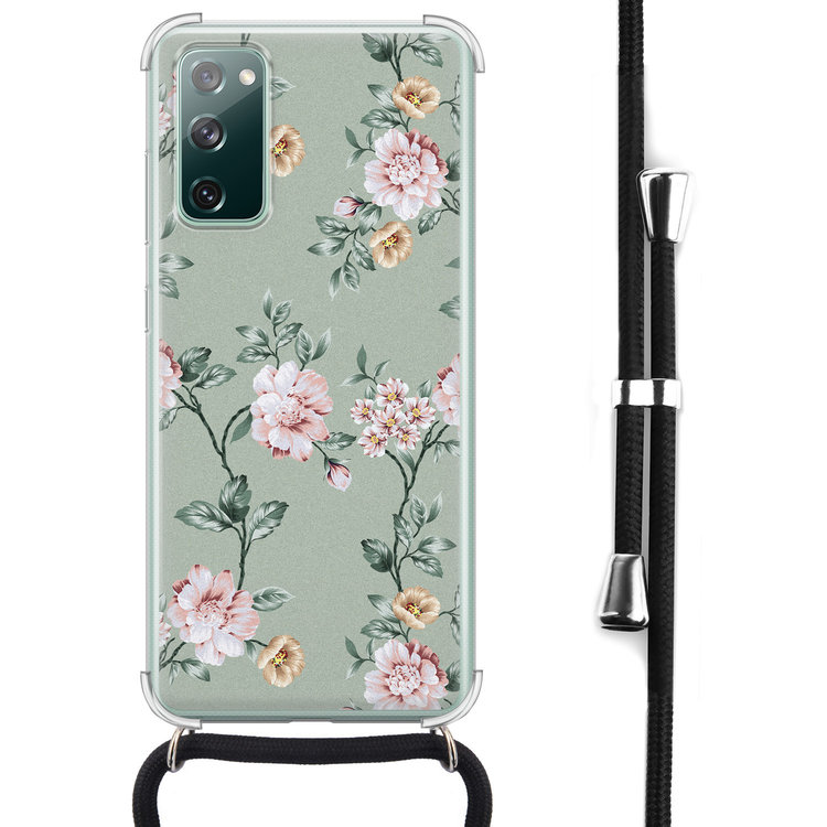 Leuke Telefoonhoesjes Samsung Galaxy S20 FE hoesje met koord - Bloemetjes