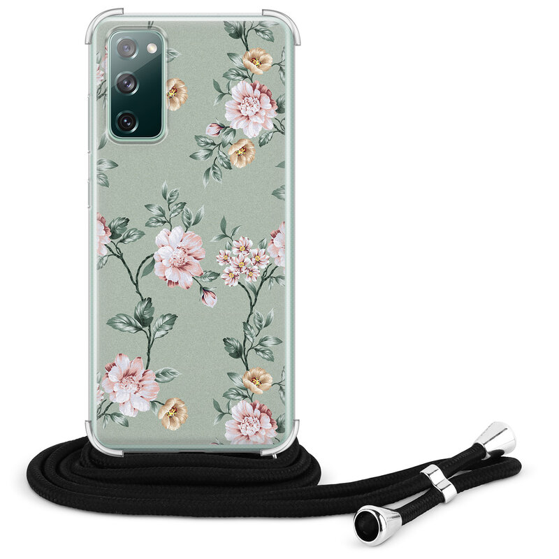 Leuke Telefoonhoesjes Samsung Galaxy S20 FE hoesje met koord - Bloemetjes