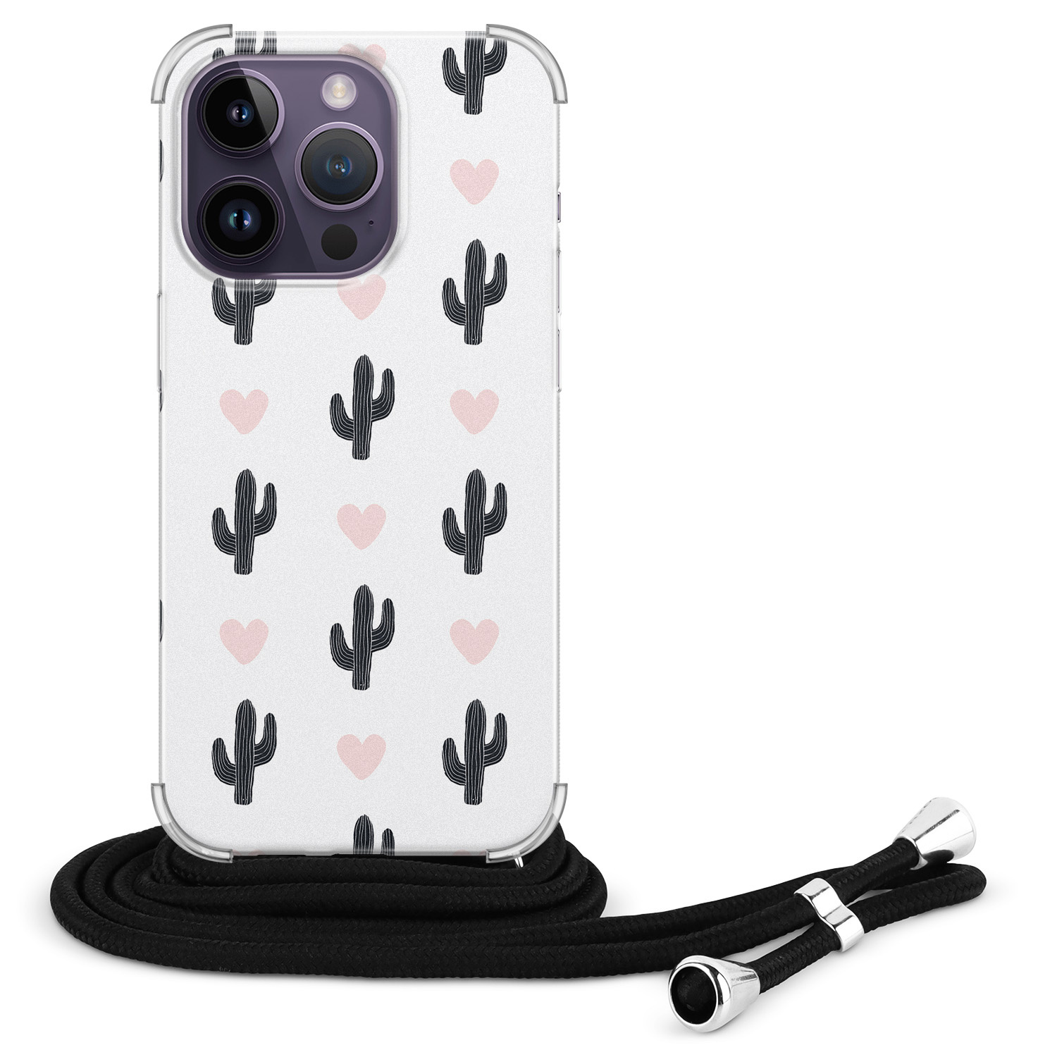 Leuke Telefoonhoesjes iPhone 14 Pro Max hoesje met koord - Cactus