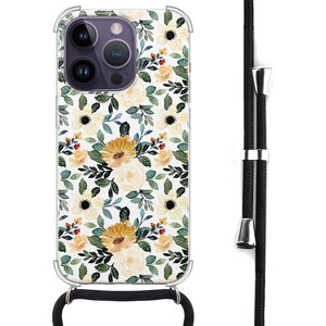 Leuke Telefoonhoesjes iPhone 14 Pro Max hoesje met koord - Lovely flower