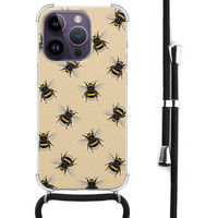 Leuke Telefoonhoesjes iPhone 14 Pro Max hoesje met koord - Bee happy