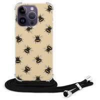 Leuke Telefoonhoesjes iPhone 14 Pro Max hoesje met koord - Bee happy