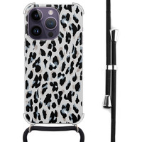 Leuke Telefoonhoesjes iPhone 14 Pro Max hoesje met koord - Luipaard grijs