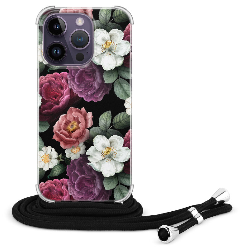 Leuke Telefoonhoesjes iPhone 14 Pro Max hoesje met koord - Bloemenliefde