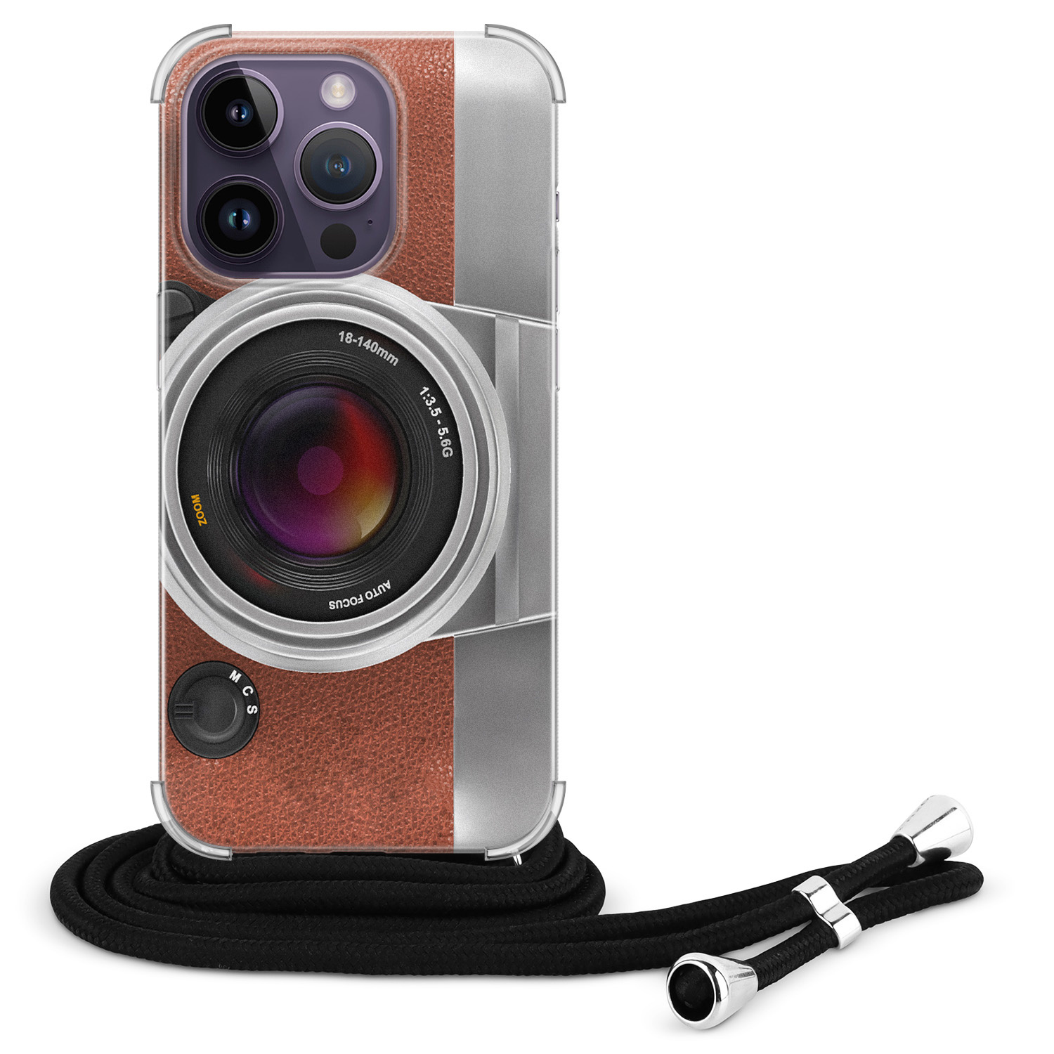Leuke Telefoonhoesjes iPhone 14 Pro Max hoesje met koord - Vintage camera