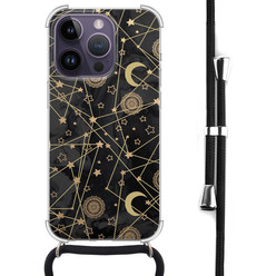 Leuke Telefoonhoesjes iPhone 14 Pro Max hoesje met koord - Sun, moon, stars