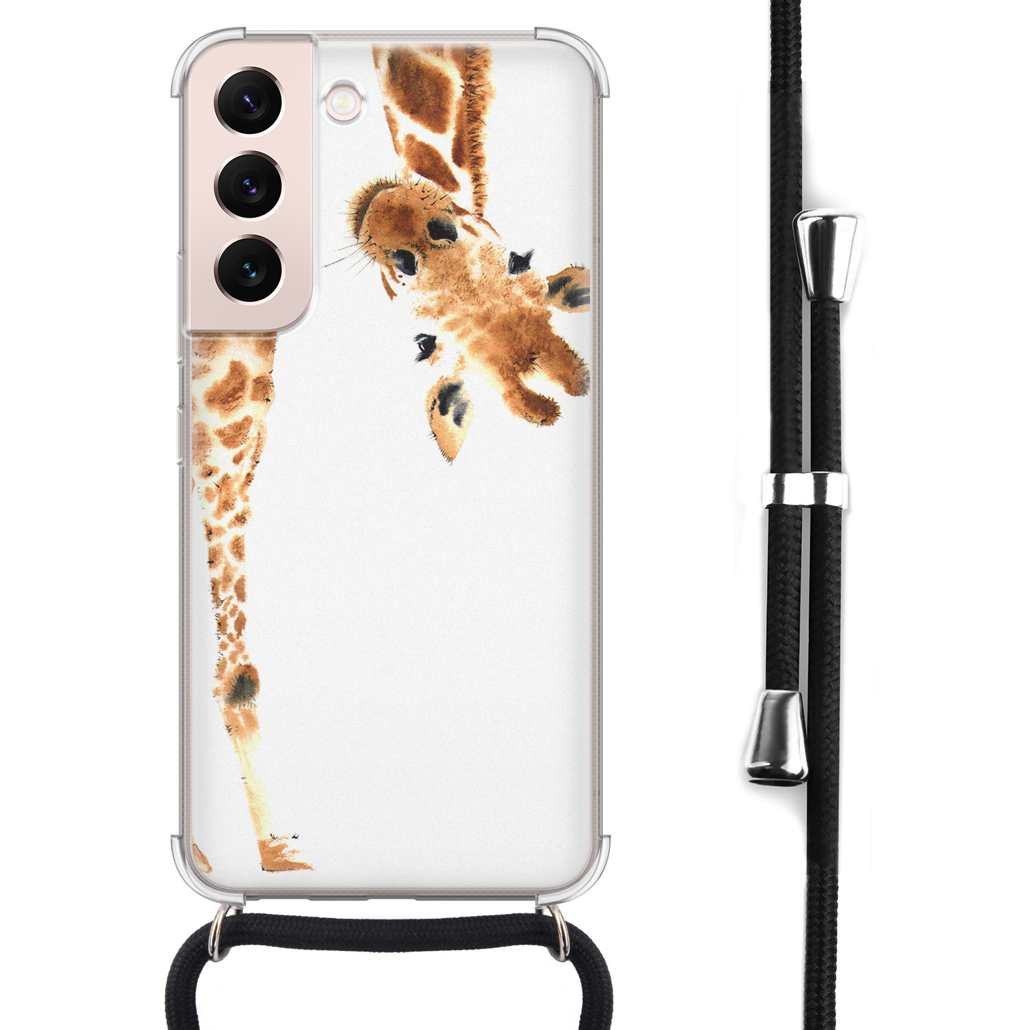 Leuke Telefoonhoesjes Samsung Galaxy S22 hoesje met koord - Giraffe peekaboo