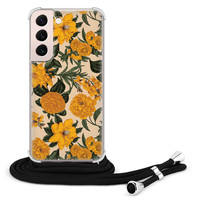 Leuke Telefoonhoesjes Samsung Galaxy S22 hoesje met koord - Retro flowers