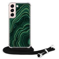 Leuke Telefoonhoesjes Samsung Galaxy S22 hoesje met koord - Marmer groen agate