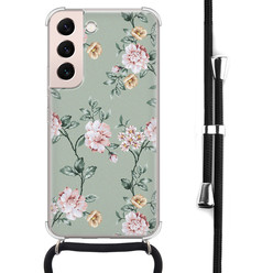 Leuke Telefoonhoesjes Samsung Galaxy S22 hoesje met koord - Bloemetjes