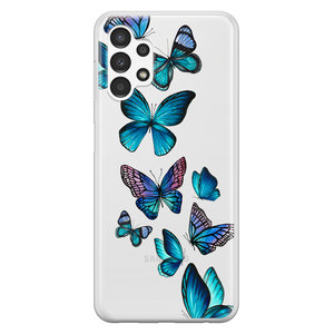 Leuke Telefoonhoesjes Samsung Galaxy A13 4G siliconen hoesje - Vlinders blauw