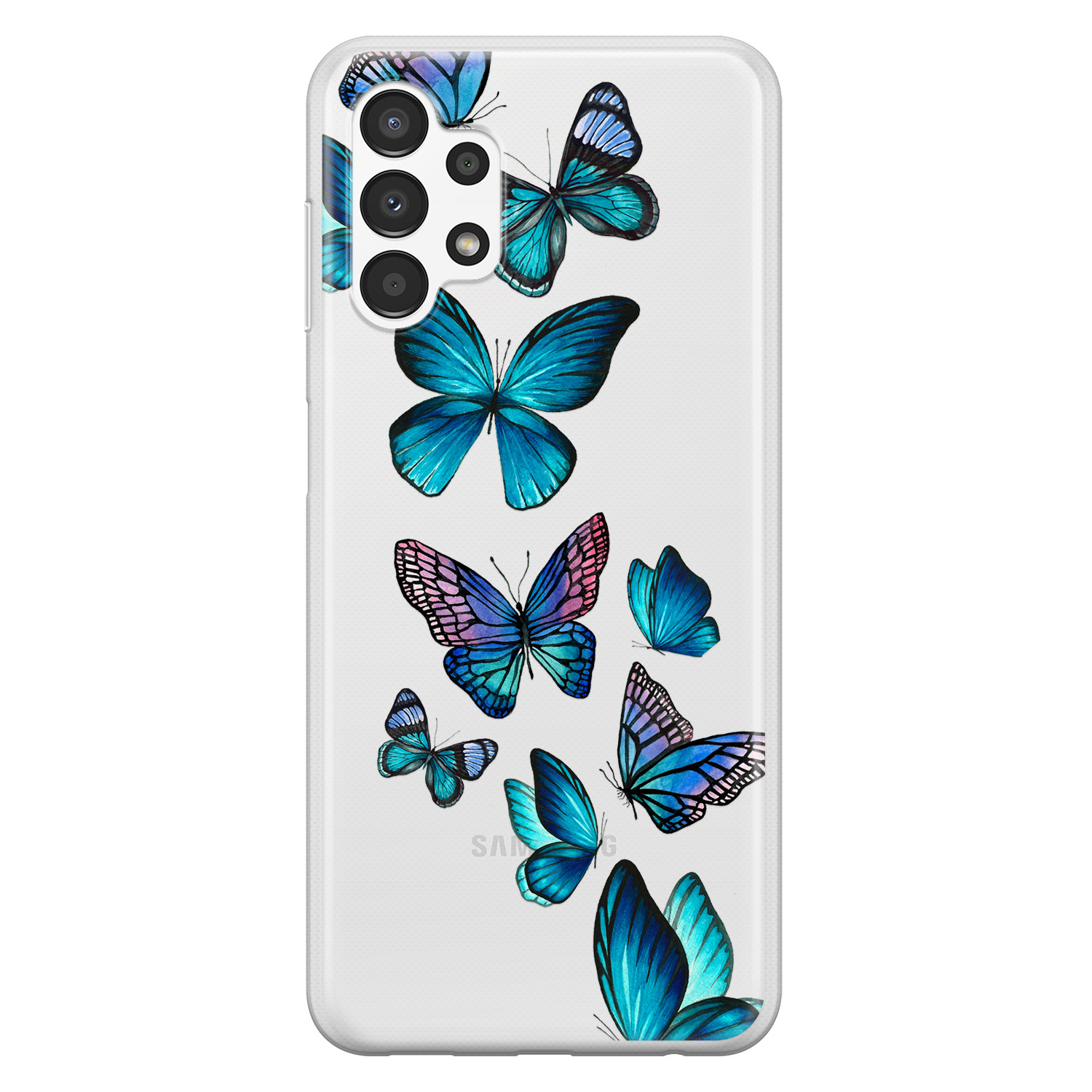 Leuke Telefoonhoesjes Samsung Galaxy A13 4G siliconen hoesje - Vlinders blauw