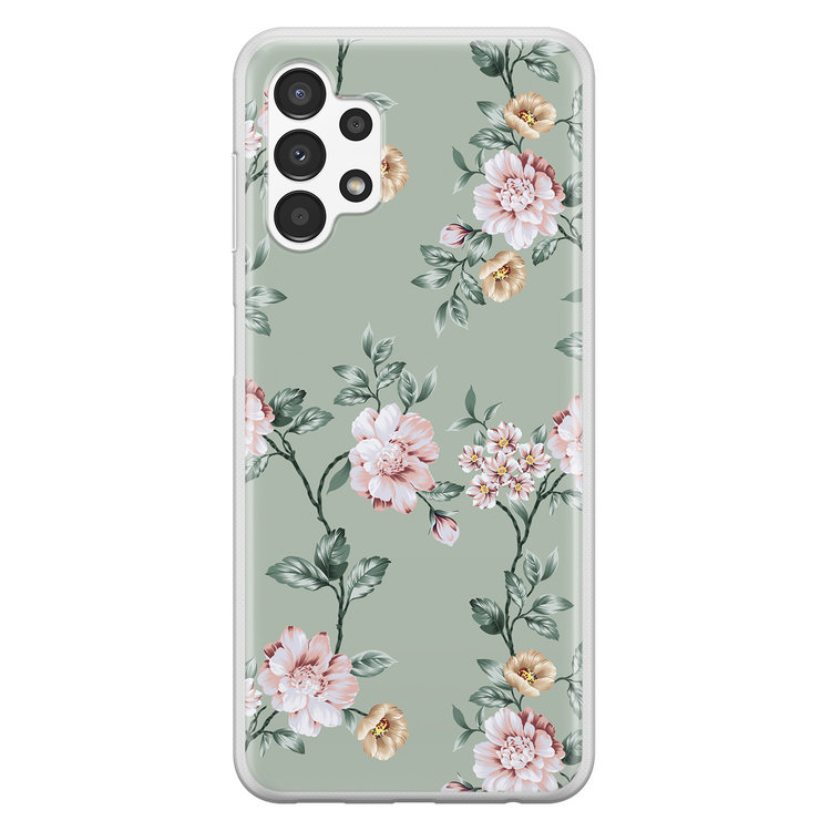 Leuke Telefoonhoesjes Samsung Galaxy A13 4G siliconen hoesje - Bloemetjes