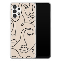 Leuke Telefoonhoesjes Samsung Galaxy A13 4G siliconen hoesje - Abstract gezicht lijnen