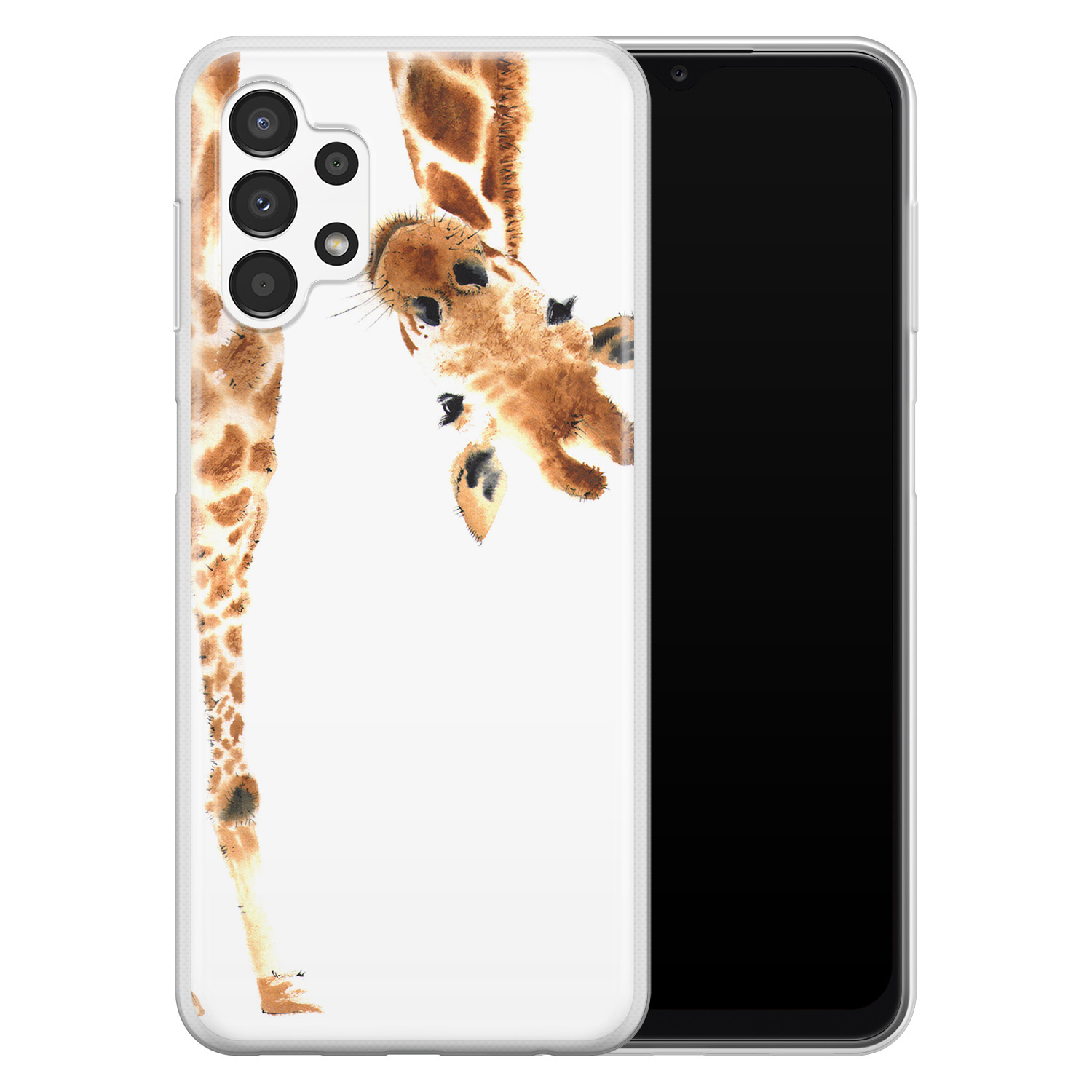 Leuke Telefoonhoesjes Samsung Galaxy A13 4G siliconen hoesje - Giraffe peekaboo