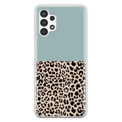 Leuke Telefoonhoesjes Samsung Galaxy A13 4G siliconen hoesje - Luipaard mint