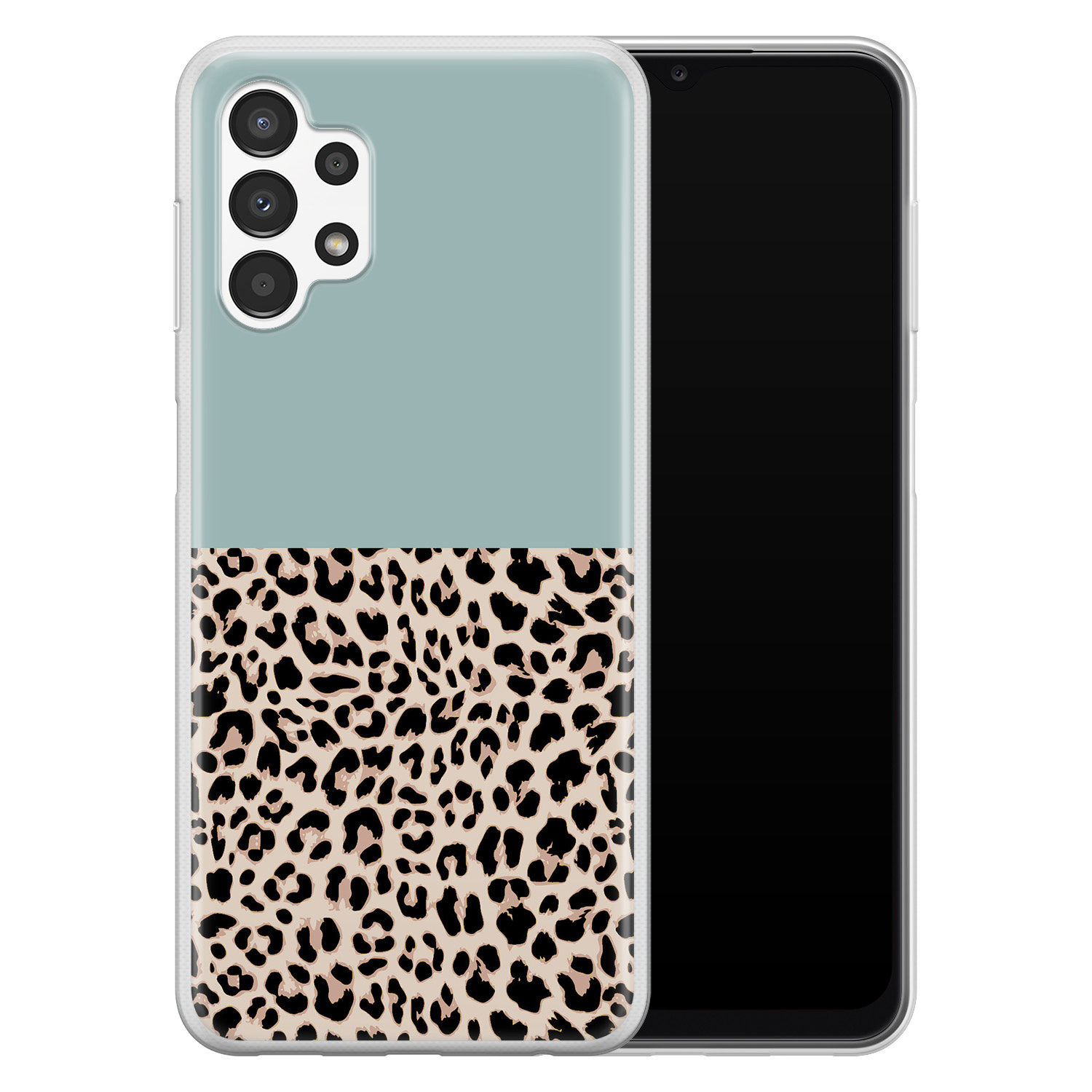 Leuke Telefoonhoesjes Samsung Galaxy A13 4G siliconen hoesje - Luipaard mint