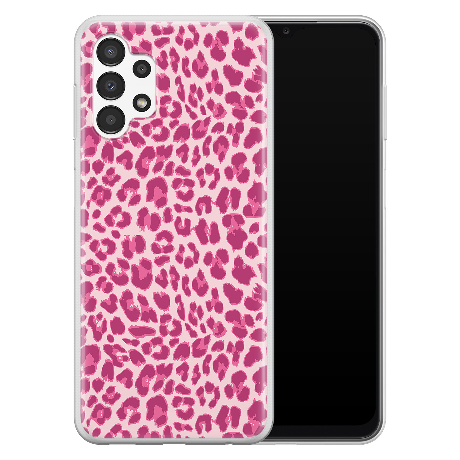 Leuke Telefoonhoesjes Samsung Galaxy A13 4G siliconen hoesje - Luipaard roze